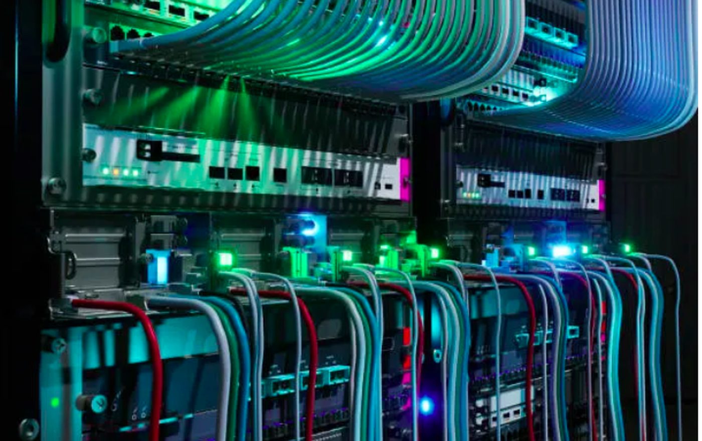 Modern datacenter with server racks